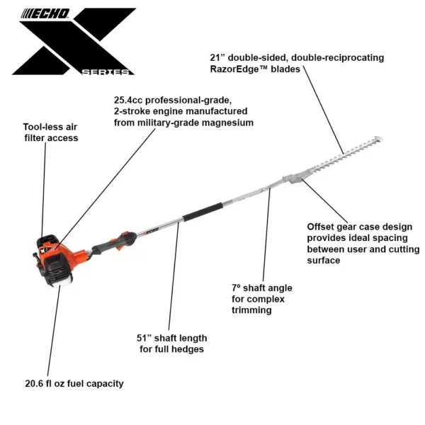 ECHO 21 in. 25.4 cc Gas 2-Stroke Cycle Hedge Trimmer