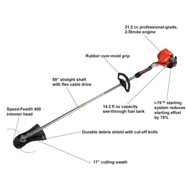 ECHO 21.2 cc Gas 2-Stroke Cycle Straight Shaft Trimmer